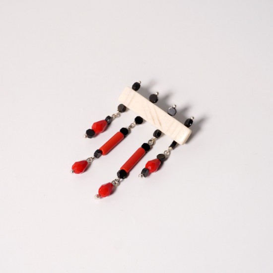 Red Unisex Tribal Brooch